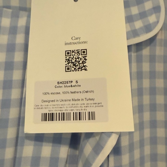 SLEEPER NWT Blue Checkered Pajama Set with Feather Trim - Picture 3 of 4